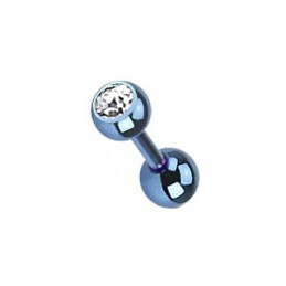 Piercing haltère hélix en titane anodisé bleu et cristal incrusté TRA056B 6,80€ piercing-alice.fr