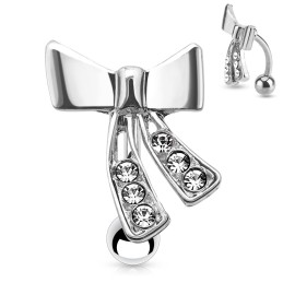 Piercing inversé nombril ruban pavé de zirconiums blancs NOM168W 6.10€ sur piercing-alice.fr