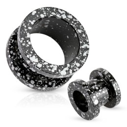 Piercing tunnel de 3mm à 25mm à rebord, acier chirurgical noir moucheté gris PL119 4.60€