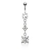 Piercing nombril pendentif plaqué Rhodium avec une fleur NOM169G 14.99€