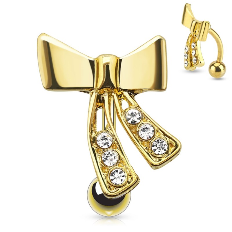 Piercing nombril inversé plaqué or nœud NOM170D 9.90€