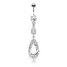 Piercing nombril grande larme avec un zirconium blanc NOM171G 13.99€