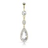 Piercing nombril grande larme avec un zirconium blanc NOM171D 13.99€