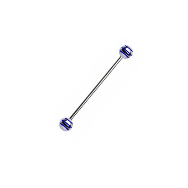 Piercing industriel boules striées bleue 35mm IND049B 7.45€