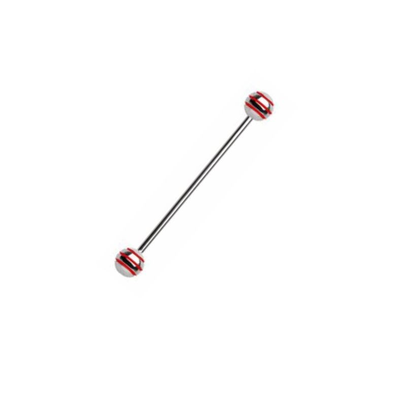 Piercing industriel boules striées rouge 35mm IND049R 7.45€