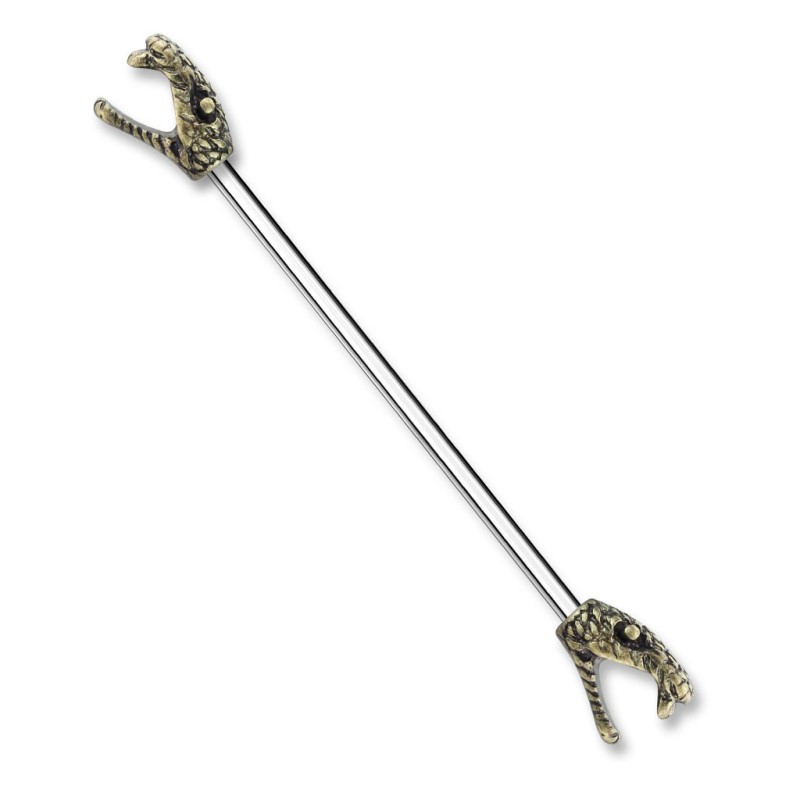Piercing industriel 38mm avec têtes de serpent dorées antique IND052D 6.60€