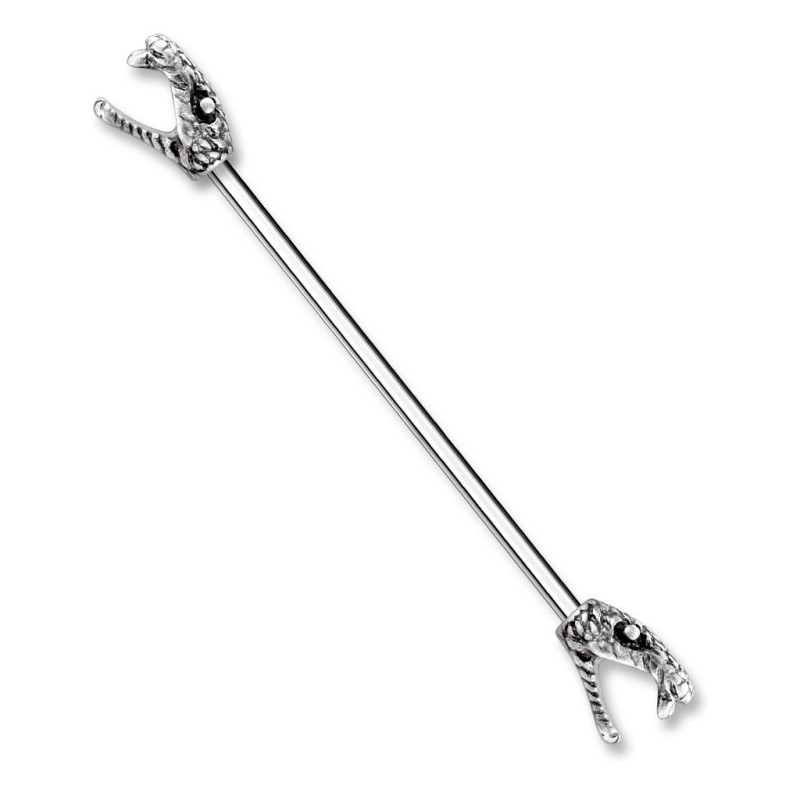 Piercing industriel 38mm avec têtes de serpent IND052G 6.60€