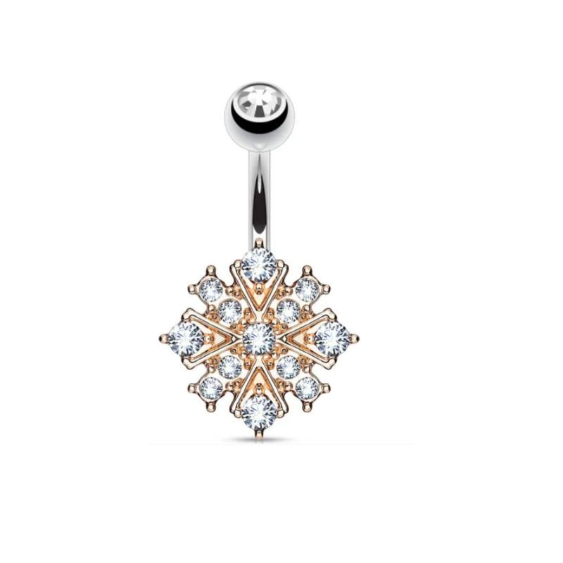 Piercing nombril flocon pavé de cristaux blancs9,50€