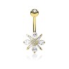 Piercing nombril plaqué or avec fleur blanche en zirconium NOM176D 12,80€