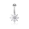 Piercing nombril acier avec fleur blanche en zirconium NOM176G 9.35€