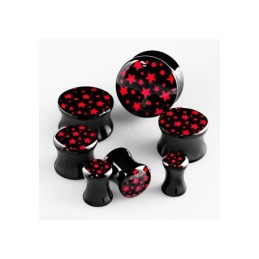 Piercing plug 12mm ou 16mm en acrylique, étoiles rouges PL050 5,50€