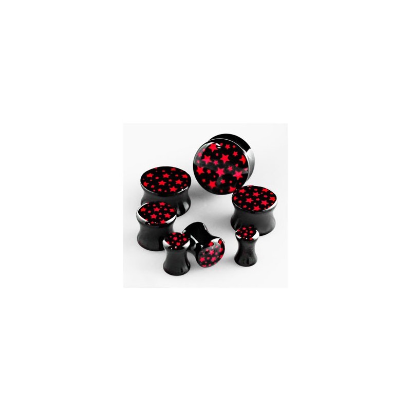 Piercing plug 12mm ou 16mm en acrylique, étoiles rouges PL050 5,50€