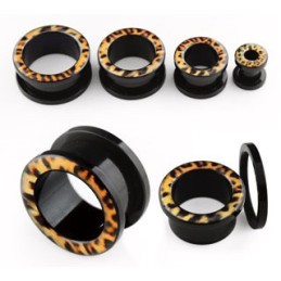 Piercing tunnel 6mm à 25mm en acrylique bord léopard PL053 à partir de 3.90€