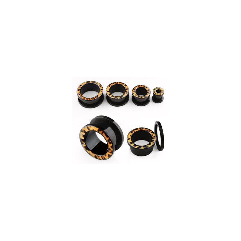 Piercing tunnel 6mm à 25mm en acrylique bord léopard PL053 à partir de 3.90€