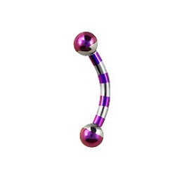 Piercing 8mm arcade, rook avec boules acier zébré violet ARC047VI