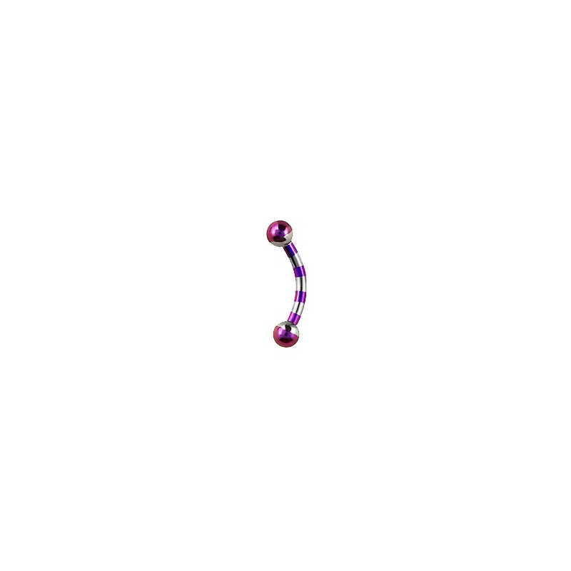 Piercing 8mm arcade, rook avec boules acier zébré violet ARC047VI