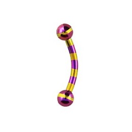 Piercing 8mm arcade, rook avec boules acier doré zébré violet ARC047DVI 5.60€