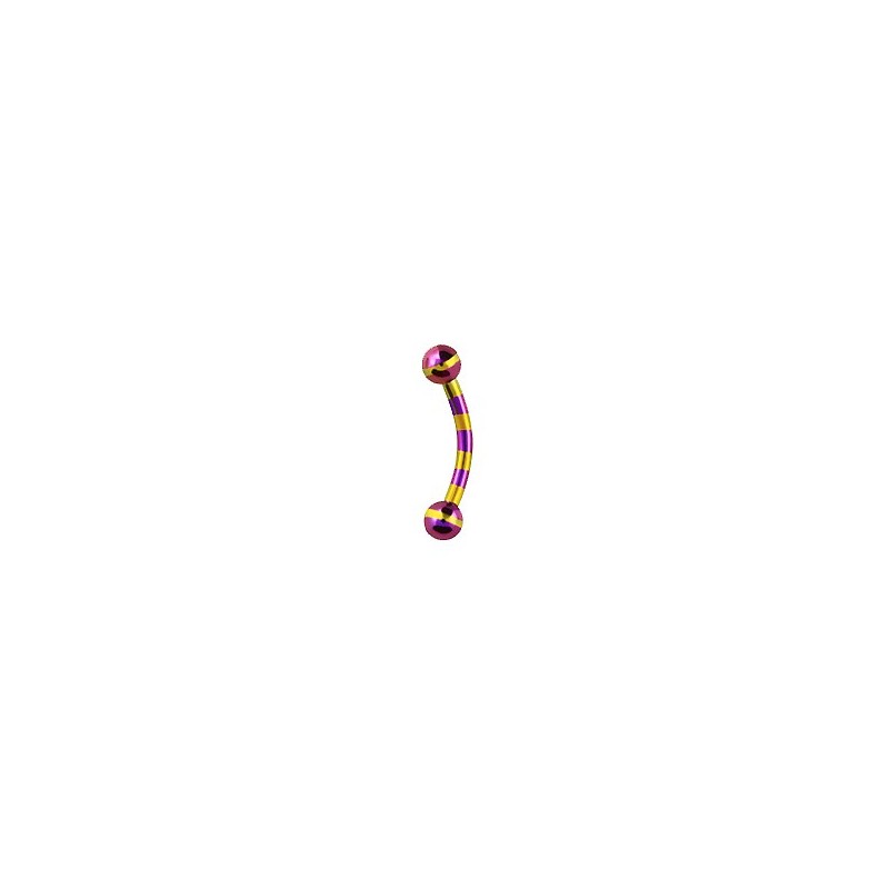 Piercing 8mm arcade, rook avec boules acier doré zébré violet ARC047DVI 5.60€