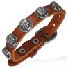 Bracelet en cuir marron et têtes de mort  BRA036 9.50€