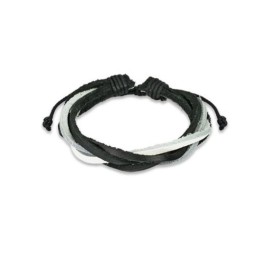 Bracelet homme en cuir noir et blanc tressé 5 cordes BR012 7.49€