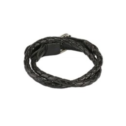 Bracelet cuir noir multi rangs BR013 7.75€