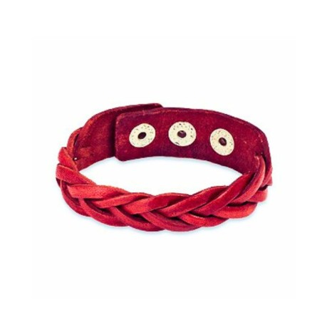 Bracelet mixte 17cm à 20cm en cuir tressé rouge BR014 8.25€