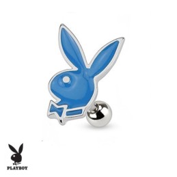 Piercing 6mm tragus, hélix, lobe Playboy bleu TRA064B 6.75€