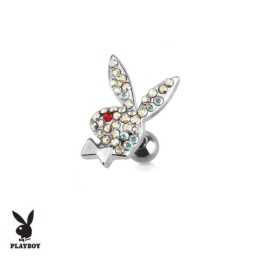 Piercing 6mm tragus, hélix, lobe Playboy cristal aurore boréale TRA066AB 8.50€