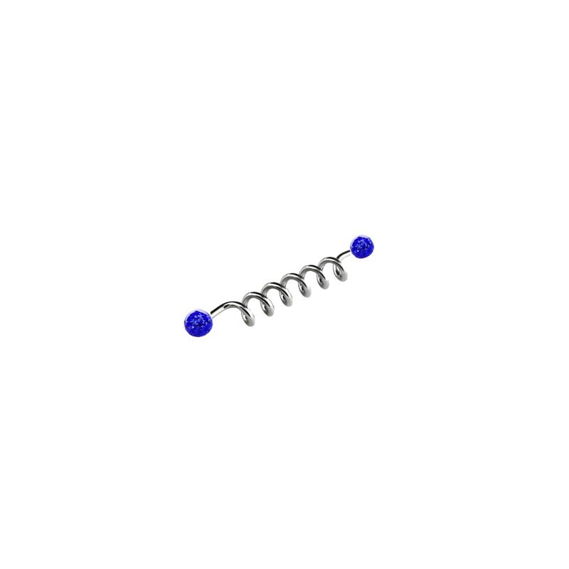 Piercing industriel 42mm acier chirurgical ressort et boules bleues IND056B 10.25€