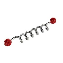 Piercing industriel 42mm acier ressort et boules rouges IND056R 10.25€