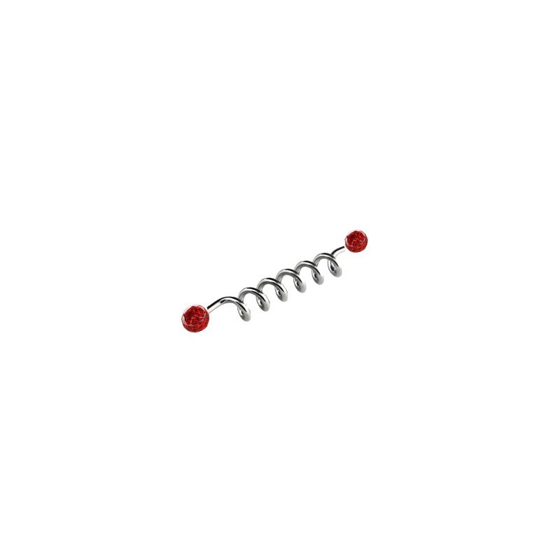 Piercing industriel 42mm acier ressort et boules rouges IND056R 10.25€
