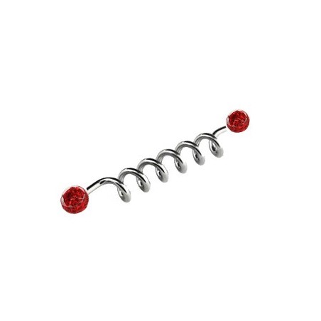 Piercing industriel 42mm acier ressort et boules rouges IND056R 10.25€