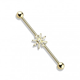 Piercing industriel plaqué Or avec une fleur IND139D 15.50€