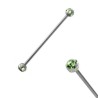 Piercing industriel 38mm acier boules et cristal vert IND057V 7.95€