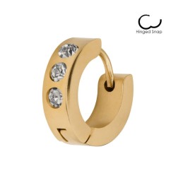 Boucle d'oreille mixte dorée avec trois zirconiums ANN051 8€