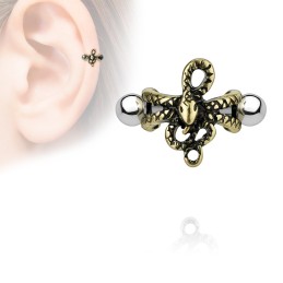 Piercing  hélix avec un serpent doré antique  HEL026 6.00€