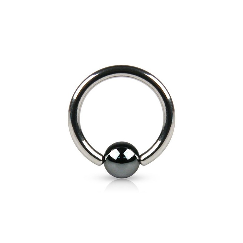 Piercing anneau 1,2mm d'épaisseur avec boule en hématite de 4mm  ANN059 à partir de 4.50€