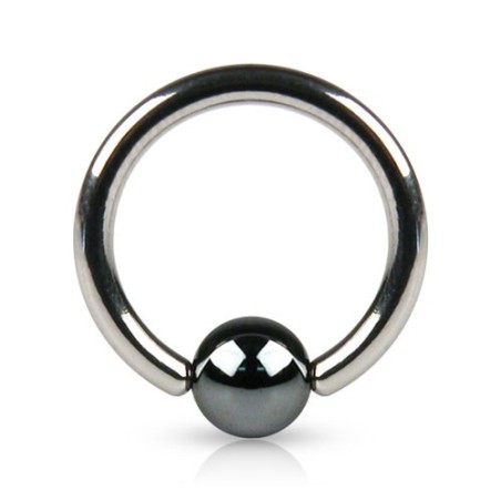 Piercing anneau 1,2mm d'épaisseur avec boule en hématite de 4mm  ANN059 à partir de 4.50€