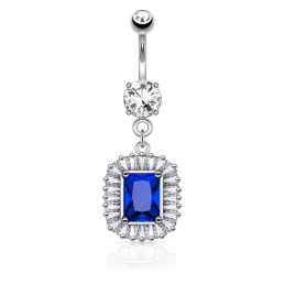 Piercing nombril plaqué Rhodium square et zirconium bleu NOM189G 18,00€