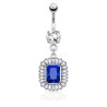 Piercing nombril plaqué Rhodium square et zirconium bleu NOM189G 18,00€