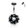 Piercing nombril fleur avec une opaline blanche filetage interneNOM191  8,90€