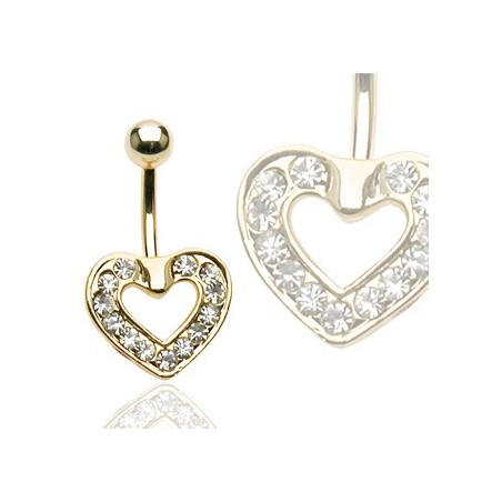 Piercing nombril doré cœur et zirconium NOM192 10,50€