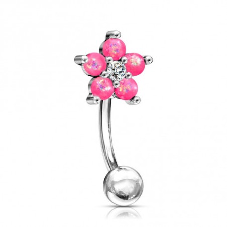 Piercing 8mm, fleur rose en opale de synthèse arcade, rook, hélix ARC050P 7.45€