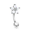 Piercing arcade, rook, hélix 8mm, fleur  blanche en opale glitter de synthèse ARC050W 7.45€