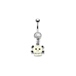 Piercing nombril tête de mort noire et blanche NOM254 8.00€