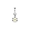 Piercing nombril tête de mort noire et blanche NOM254 8.00€