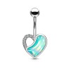 Piercing nombril banane avec un cœur turquoise et strass NOM005B 9.00€