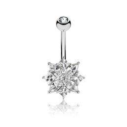 Piercing nombril 10mm fleur en zirconium blanc NOM021W 12.00€