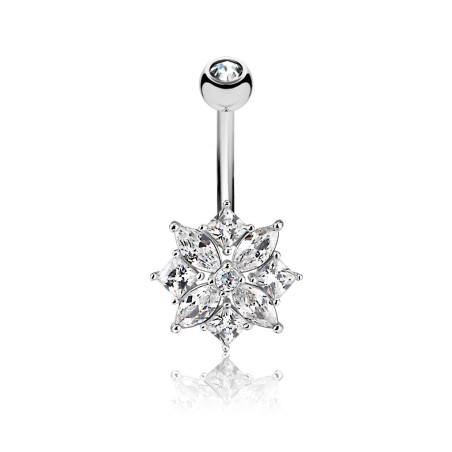 Piercing nombril 10mm fleur en zirconium blanc NOM021W 12.00€