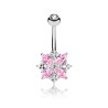 Piercing nombril 10mm fleur en zirconium rose NOM021P 12.00€